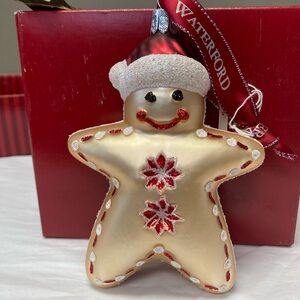 Waterford Cream and Red Holiday Ornament